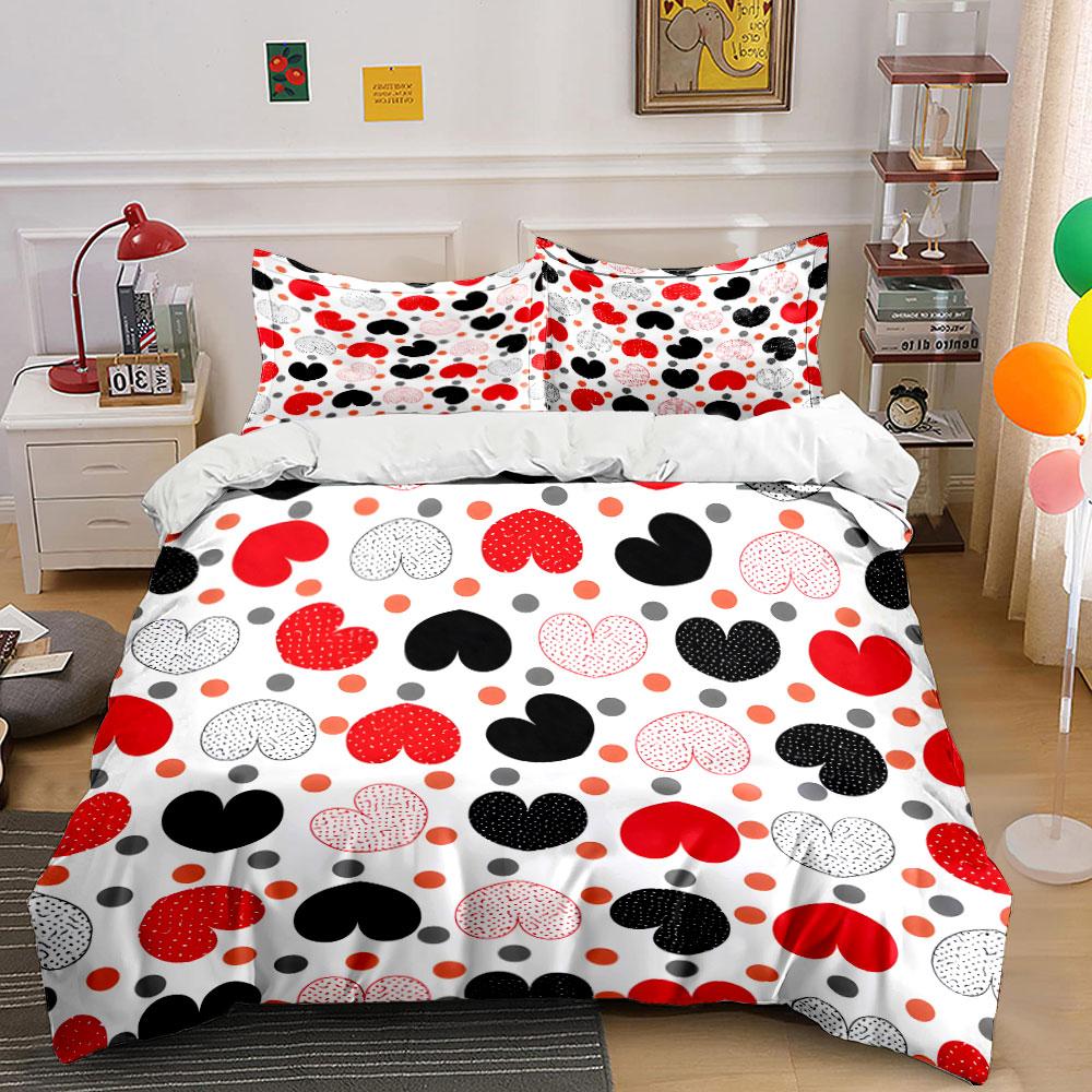 Colorful Heart Pattern Bedding Set  Kid'S And Adults' Bedroom Decor, Exquisite Three-Piece Bedding Set Gift