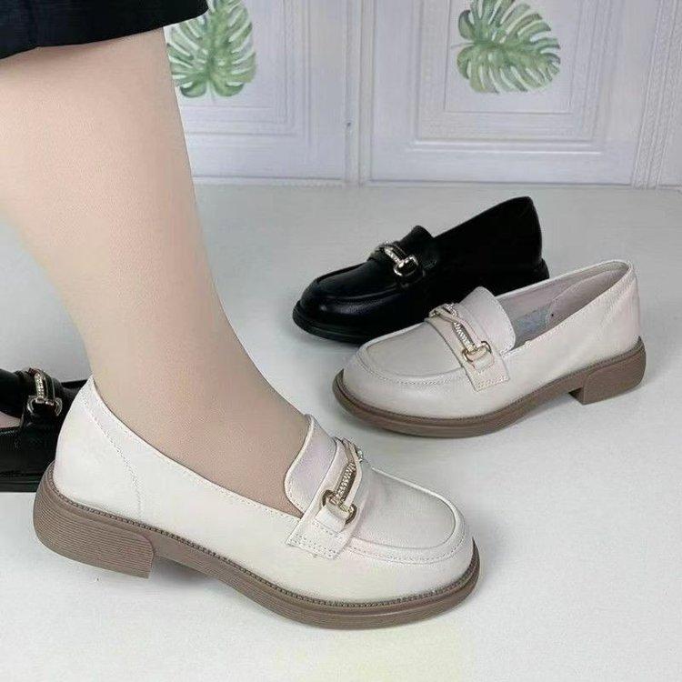 Popular Soft Leather Single Shoes Women's British Style Women's Leather Shoes Flat Casual Foreign Style Loafers Non-slip Middle-aged Mother Shoes