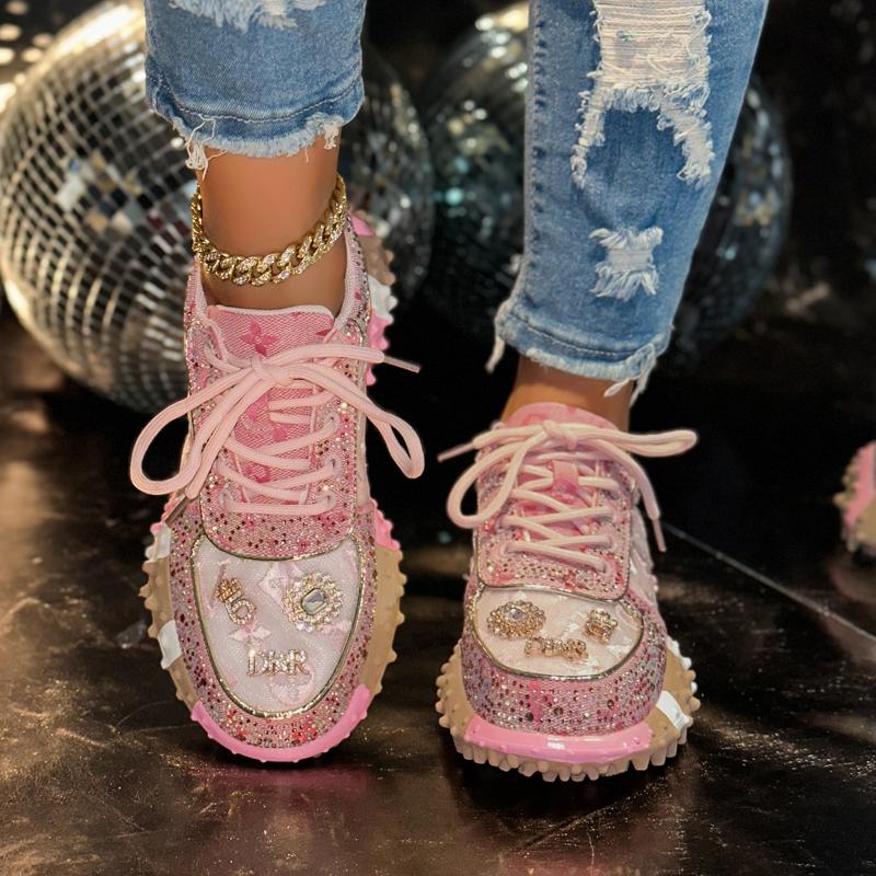 Women'S Casual Sneakers Fashion Luxury Rhinestone Ladies Shoes  New Outdoor Platform Female Sports Shoes  Mujer