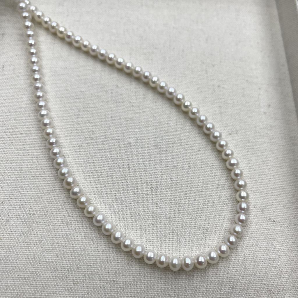 1String, White Natural Freshwater Pearls, Handmade Round Pearl Beads for Jewelry Making DIY Crafts (Beads 5-6mm, Length 36cm)