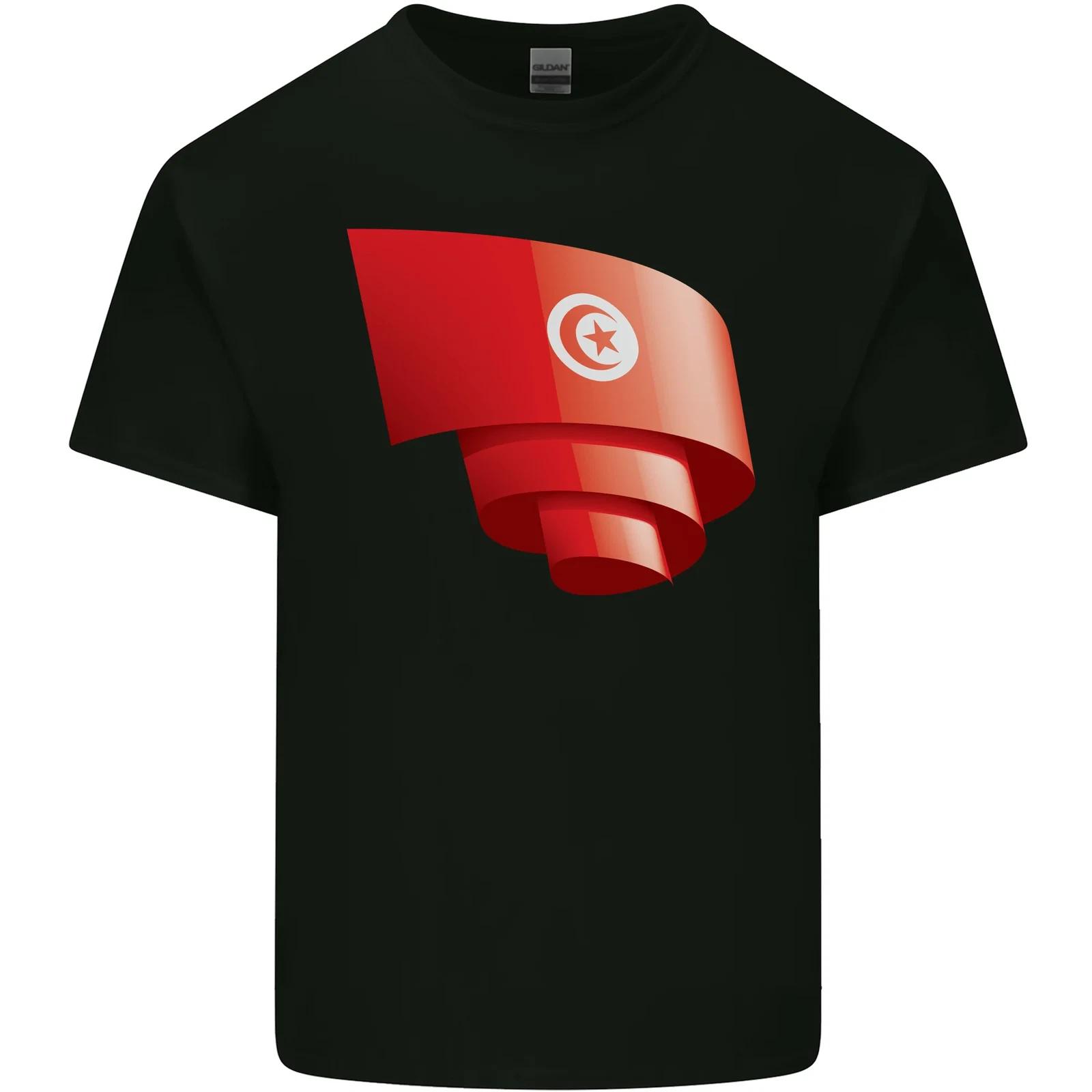 Curled Tunisia Flag Tunisian Day Football Kids T-Shirt Childrens 3XL