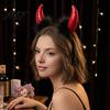 Cosplay Costume Props for Women Devil Horns Headband Pitchfork Lace Eye Masque Set, Halloween Masquerade Party Red Demon Accessories Adults,