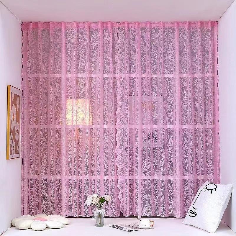 2/1Pcs Vintage Lace Curtains French Style Floral Sheer Curtains Rod Pocket Window Drapes For Living Room Bedroom Decoration
