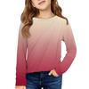 Girls' Long Sleeve Tee - Pleated Round Neck Casual Top