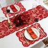 Romantic Red Heart Valentines Day Decorations Lace Insulation Table Runner Placemats Tablecloth Valentine's Day