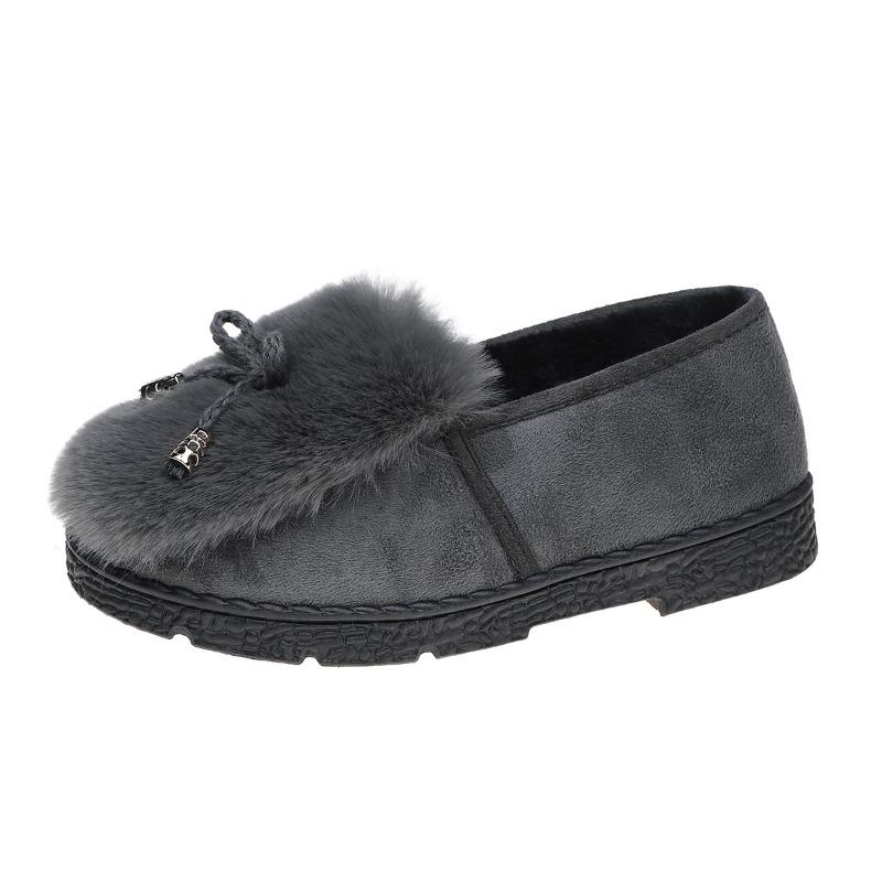 Hot Sale Women's Shoes One Kick Women's Flats Winter Round Toe Plush Fleece for Warmth Solft Sole Casual Comfortable Flats Shoes