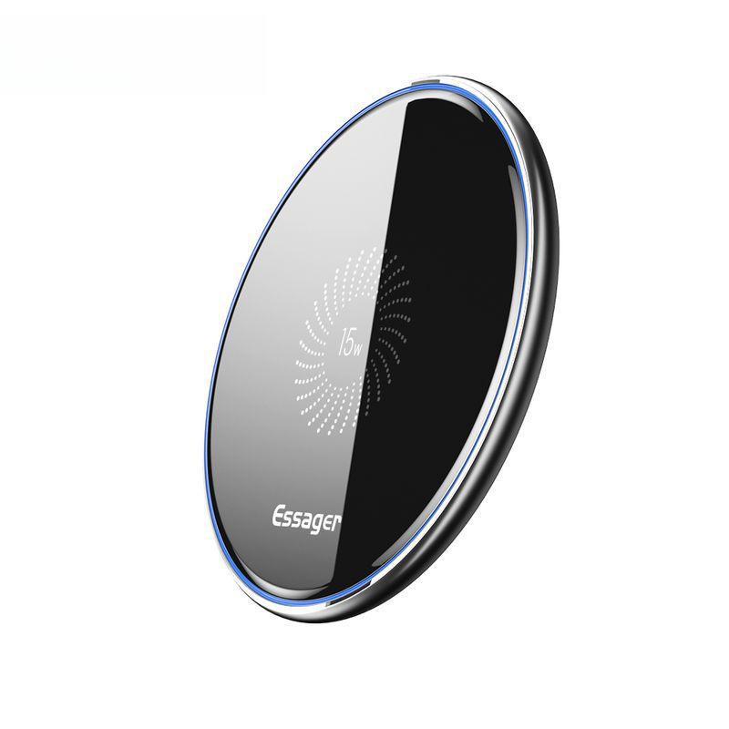 

ESSAGER Серия Mirror 15 Вт Беспроводное настольное зарядное устройство - Совместимо с QI 15W with 1m type-c cable чёрный