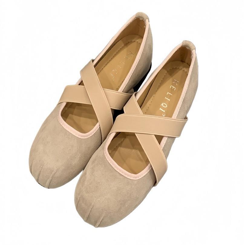 Flat-bottomed Ballet Shoes Female Retro Suede Single Shoes with Skirt French Fairy Style Mary Jane Women's Shoes