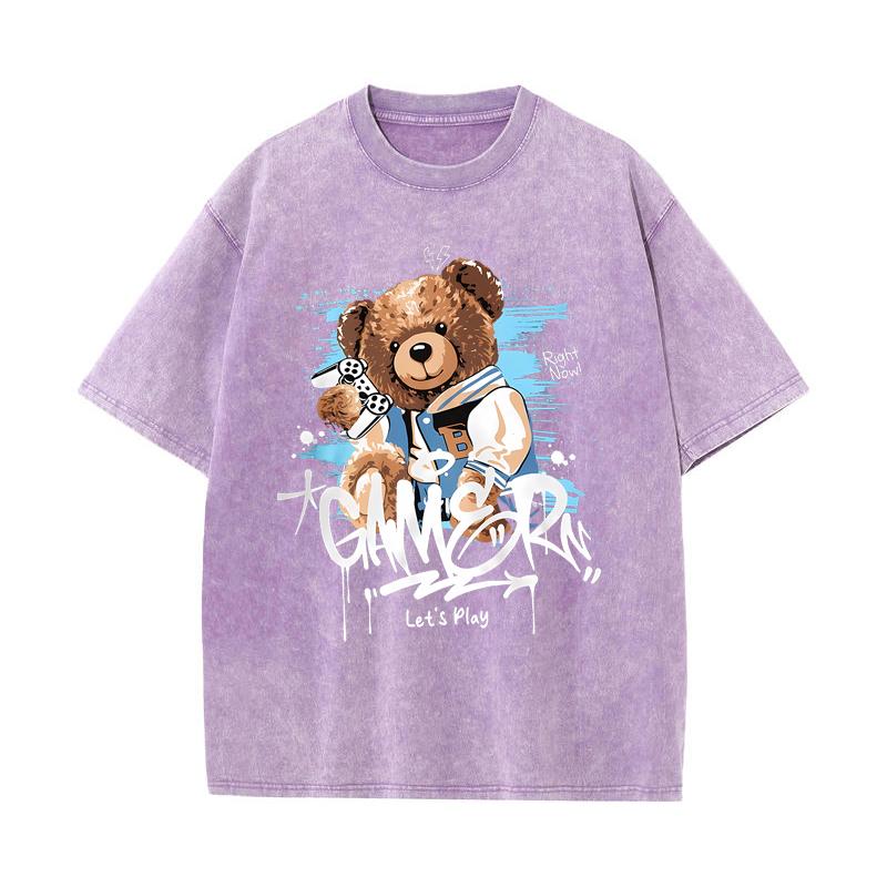 

SX-35 MINISO 2026 Summer Vintage Wash Printed Pure Cotton Shoulder Style Men s and Women s Round Neck Short Sleeved Couple T-shirt XXXL