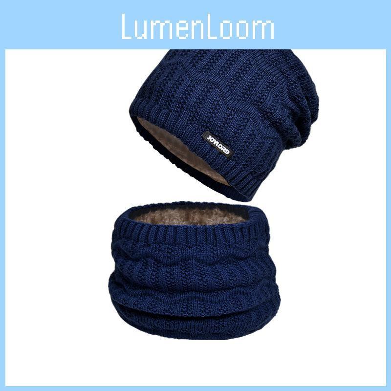 Outdoor Knitted Warm Hat And Scarf Set With Letter Decoration For Season Cold