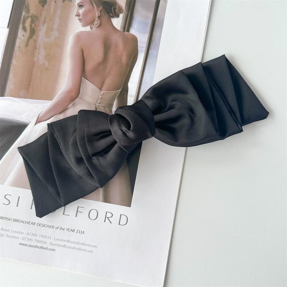 Chiffon-Feder-Clip, Super-Fee, große Schleife, Haarspange, Pferdeschwanz, Damen-Haarschmuck mit Wolkenkopf-Blume