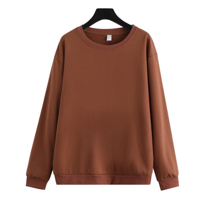 European & American Solid Color Round Neck Velvet Pullover Loose Sweatshirt - Long Sleeve 2023 Autumn/Winter Jacket