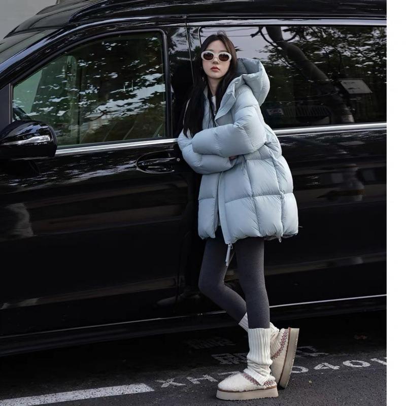 Puff Medium and Long Down Cotton Clothes Women's New Winter College Style Loose Hooded Cotton Clothes Jacket