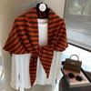 Women Striped Wool Triangle Knit Shawl Warm Winter Outerwear Wrap
