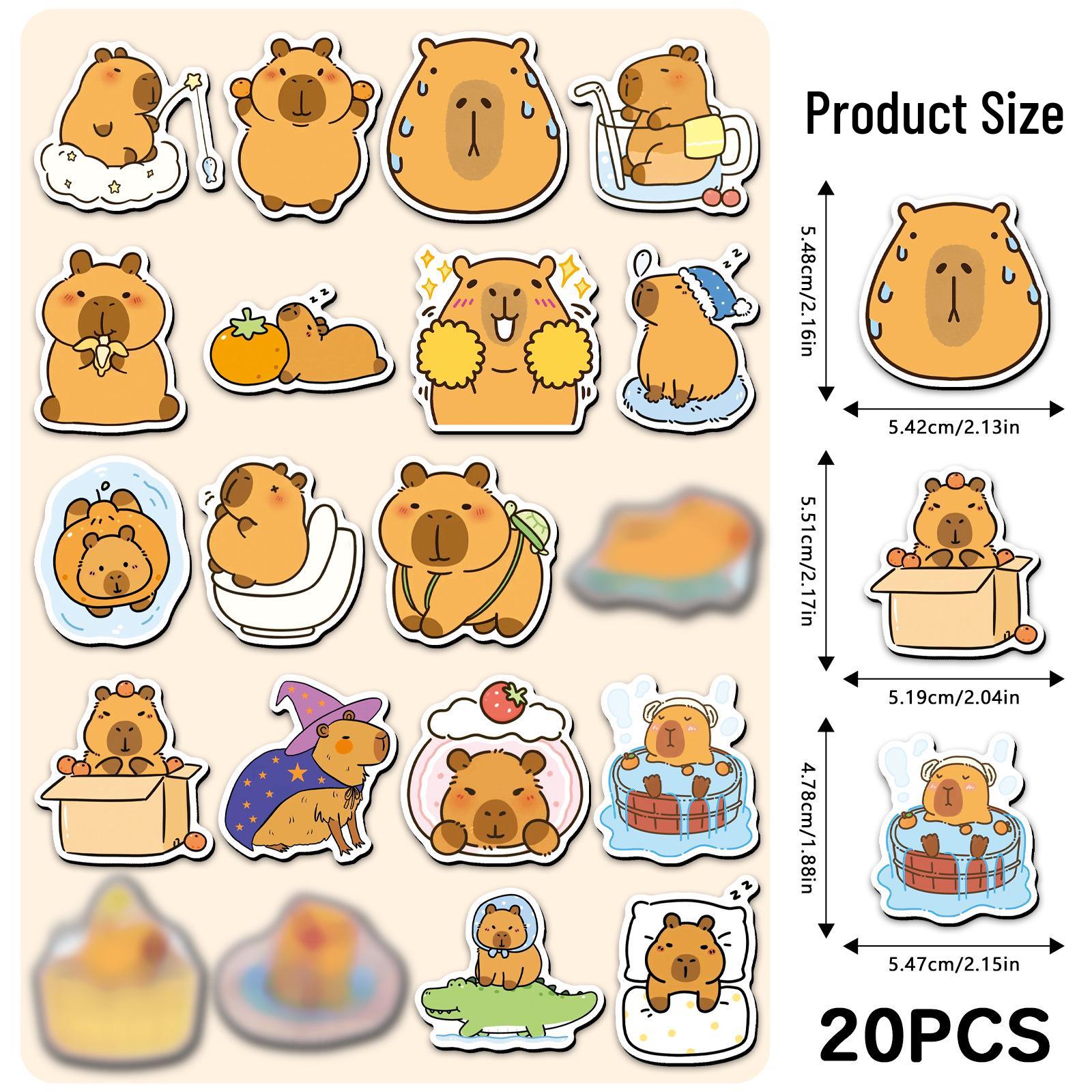 20PCS Capybara Soft Fridge Magnets - Cute Animal Card & Blackboard DIY Magnetic Stickers 5.5-8.5CM