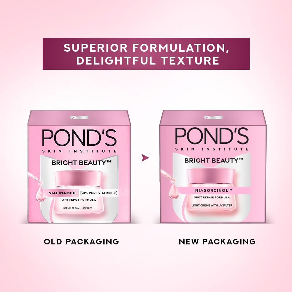 Pond's Bright Beauty Light Cream with UV Filter | Niasorcinol | 50g