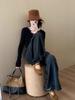 Women's High-End French Lace Knit Patchwork Top - Ruffled, Two-Piece Look, Ideal for Autumn/Winter