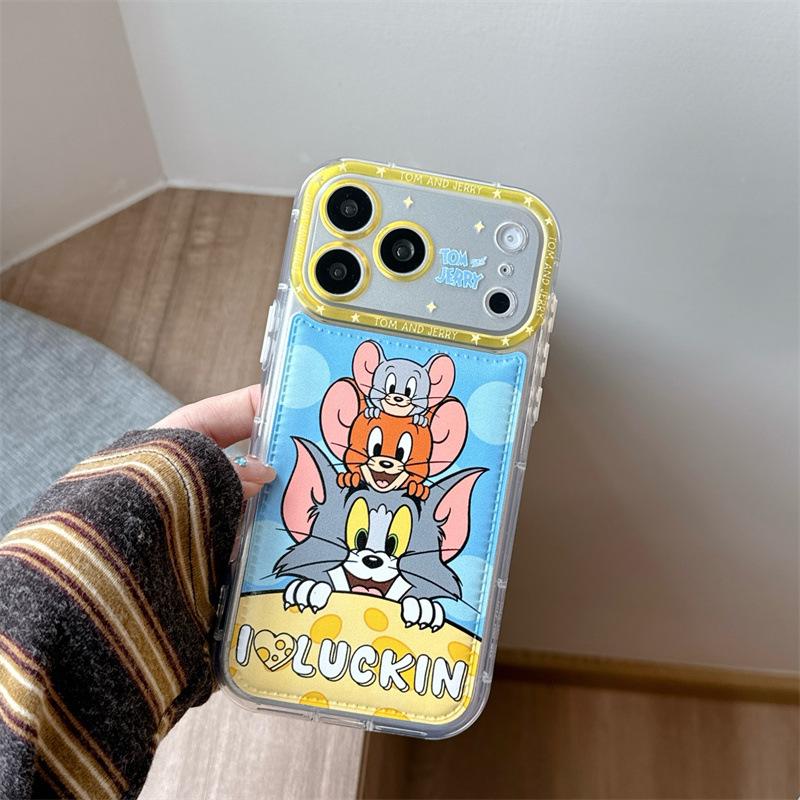 Cartoon Cat & Mouse iPhone 15/14, 17/16 Pro Max Anti-Fall Phone Case.