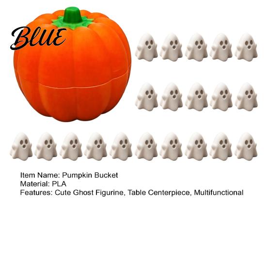 Halloween Table Decor Pumpkin Bucket with Mini Ghosts Candy Bowl Cute Ghost Holiday Party Decorations Figurines Snack Holder for Farmhouse