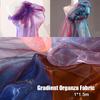 Shiny Bicolor Gradient Red Organza Fabric By Meters for Decoration Dresses Skirts Sewing Transparent Tulle Textile Thin Black