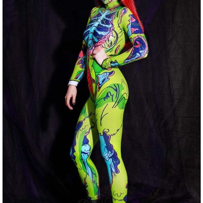 

3D Цифровая Печать Ракушка Череп Дом с Привидениями Скелет Хэллоуин Косплей Костюм для Взрослых Женщин Мужчин Вечеринка Наряжаться Комбинезон XXXXL