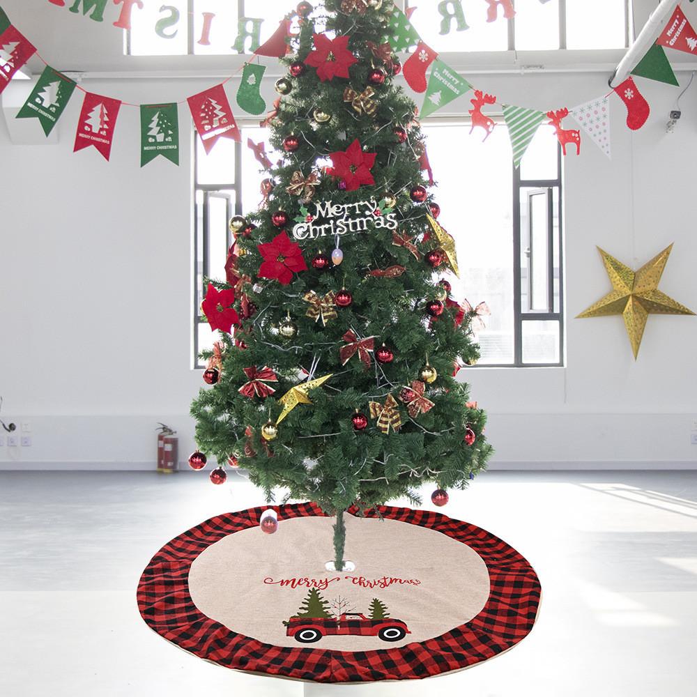 Red Attractive Black Plaid Christmas Tree Skirt For Car Holiday Celebrations 120cm