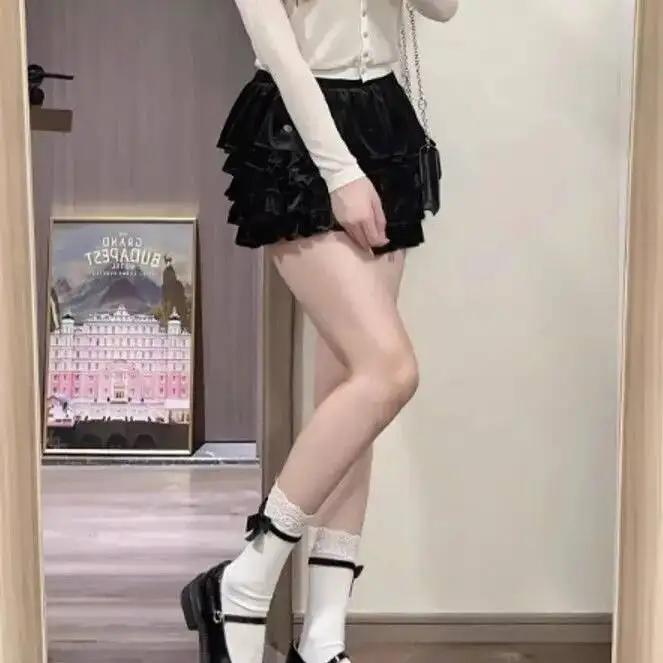 2D White Velvet Thin JK Socks Lace Patchwork Bow Over-the-Knee Socks Sweet Lolita Socks Summer One Size