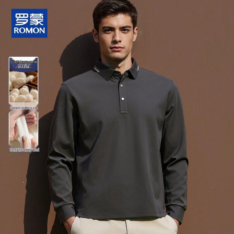 ROMON Men s Long Sleeve Modal Silk Wool Blend T-Shirt 3XL