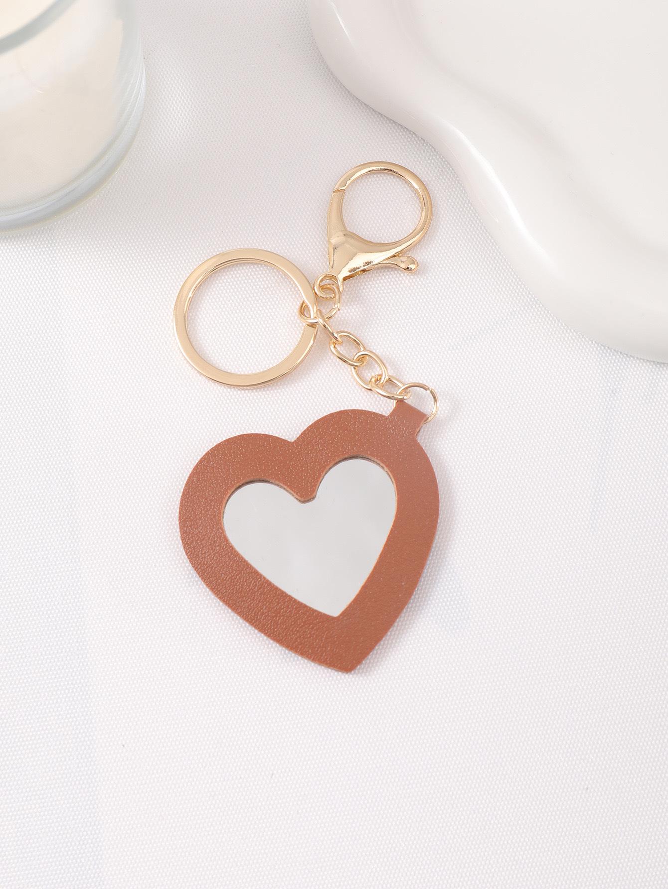 

Персиковое сердце мультяшный брелок-зеркальце - Портативный и милый дизайн для девочек