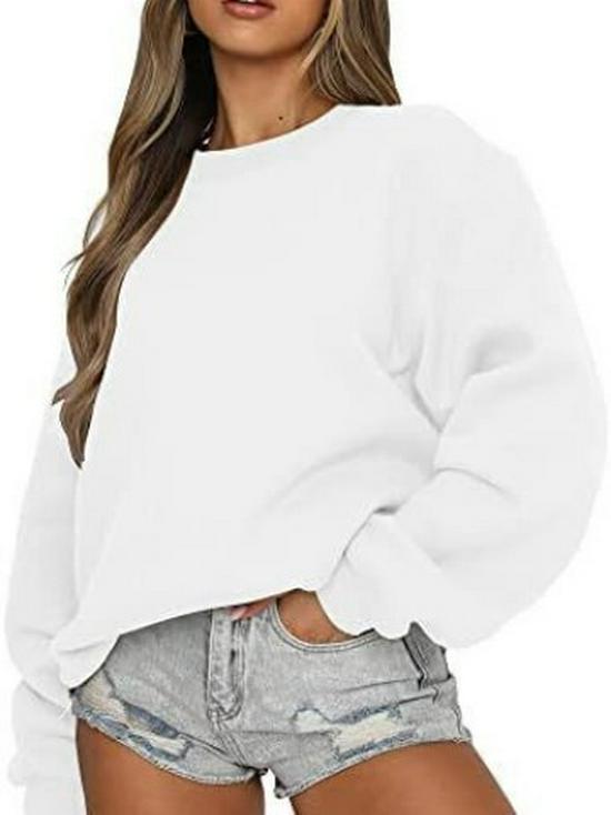 Women's Fashion Plus Velvet Solid Color Round Neck Loose Long Sleeve Hoodie for Autumn/Winter