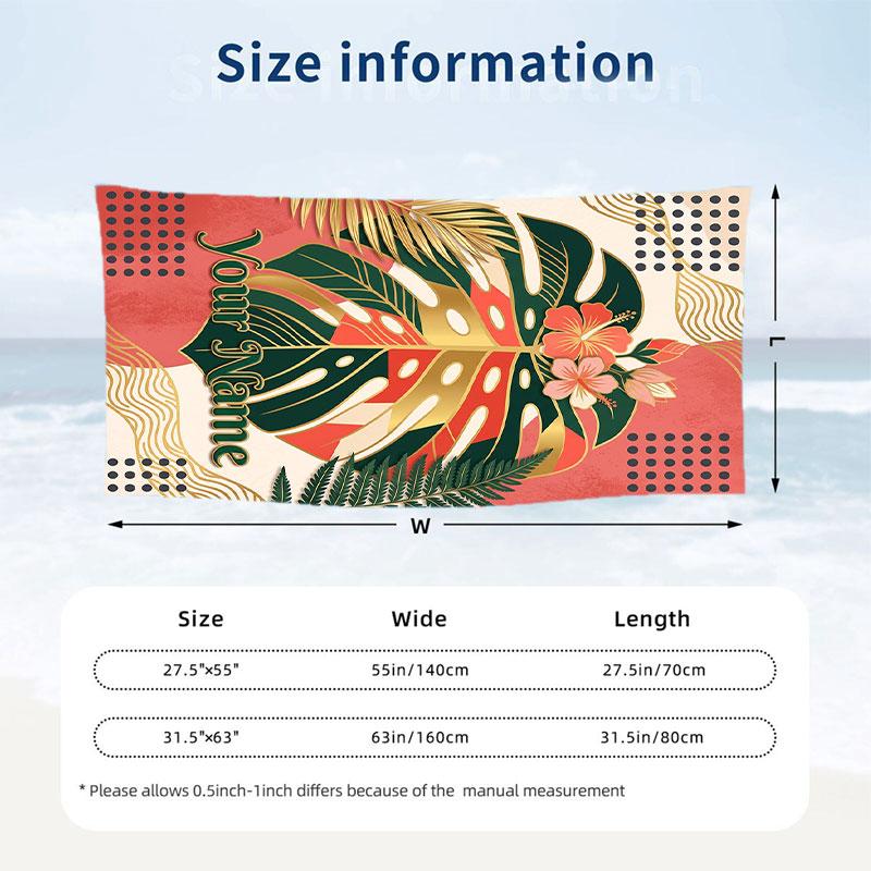 Golden Honey Bee Art Theme Quick Dry Beach Towel Custom Name Text Print Large Sand Resistant Towel Beach Vacation