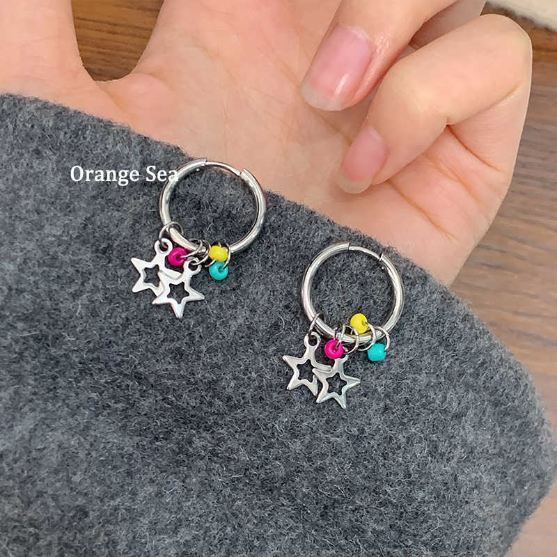 

Pentagram star yk millennial babes ear buckle niche color pendant simple and exquisite earrings