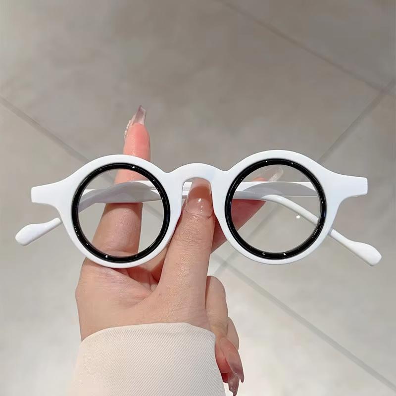New Men Women Anti Blue Glasses Vintage Fashion Versatile Color Blocking Eyeglasses Unisex Circle Blocking Blue Light Eyewear