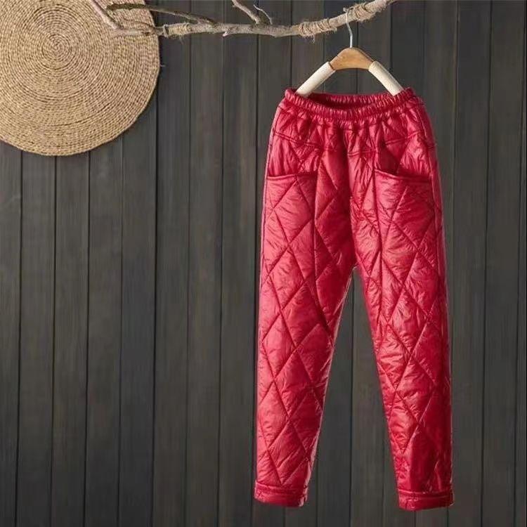 Ultra-thin Down Pants Women's New High-grade Loose Outside Winter Thickened High-waisted Straight Cotton Pants