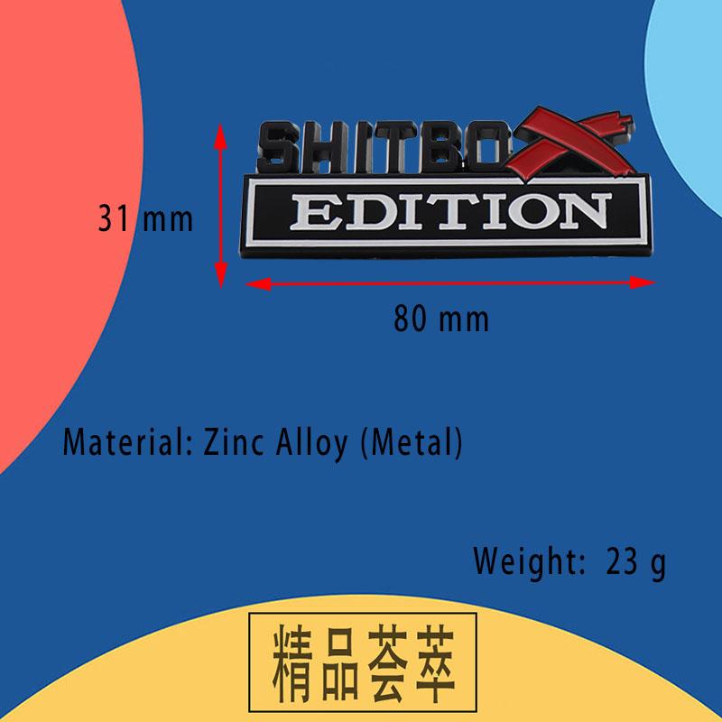 3D Car Styling SHITBOX EDITION for Car Grille Fender Trunk Rear Bonnet Nameplate Decal Emblem Badge Sticker
