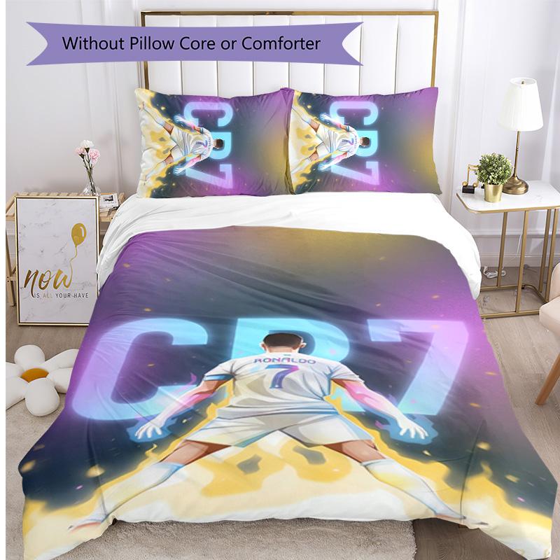 Set Lenzuola 3 Pezzi con Stampa Cristiano Ronaldo Morbido Delicato sulla Pelle Lavabile Copripiumino e Federe Set Stagione Unica Camera da Letto