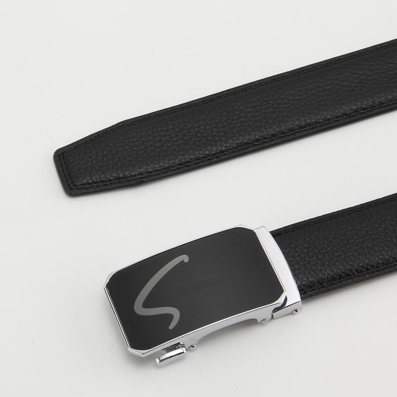 

Новый стиль открытый край слой коровьей кожи мужская автоматическая пряжка узор личи натуральная коровья кожа ремень деловой повседневный мужской ремень 110-130CM