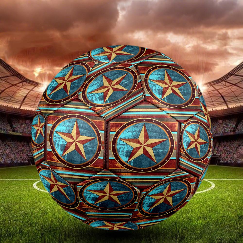 Western Texas Star Indoor Soccer Ball Size 5 Colorful All Ages Machine Stitched PVC Competition Ready Durable High-Bounce