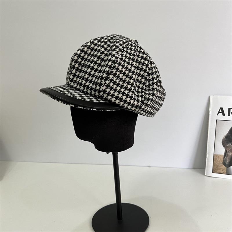 

Осень и зима новая шляпа-берет Qiandongge женская литературная и ретро шляпа газетчика, подчеркивающая лицо, маленькая облачная восьмиугольная шляпа M（56-58cm） чёрный