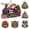 250th Anniversary Christmas Ornament Ornament, USA Santa Train 2D Flat Acrylic Decoration Patriotic Themed Party Supplies for Tree Holiday Decor, 1776