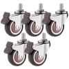 4PCS 1.5" / 2" Wheel Threaded Stem Swivel Casters TPE Rubber Rubber Castor  Table Shelf
