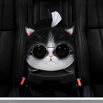 Cute Cartoon Car Tissue Box Creative Short Plush Tissue Box for Car Armrest Box Car Seat Tissue Box Car Decorations Accessories