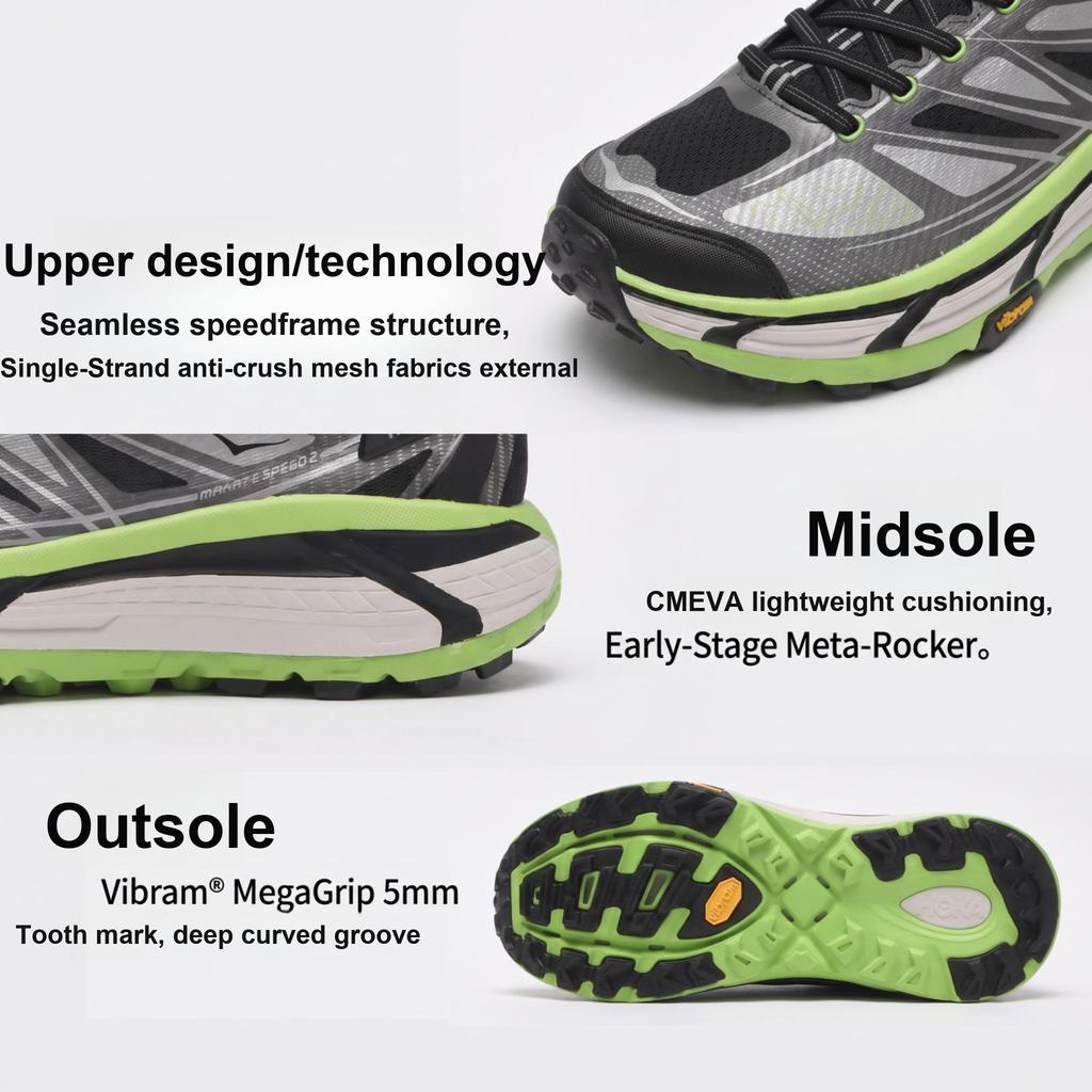 HOKA Mafate Speed 2 Schwarz Elektrogrün Unisex Sneaker 1126851-BCKLC