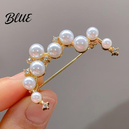 Imitation Pearl Pin Brooch Pin Curved Design Lapel Large