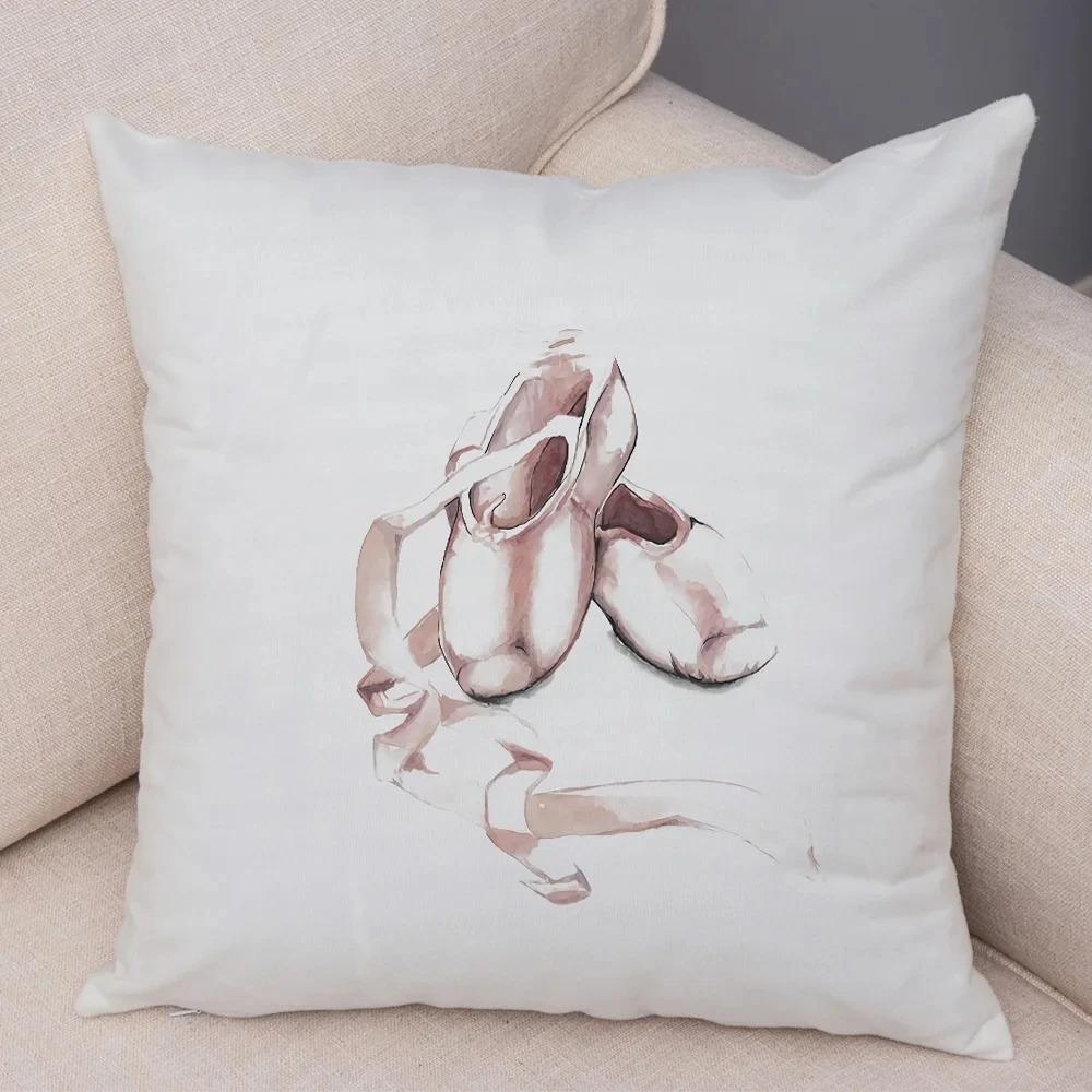 Cute Cartoon Sofa Pillowcase Home Soft Peach Skin Pillowcase Nordic Style Decoration Pink Ballet Girl Cushion Cover