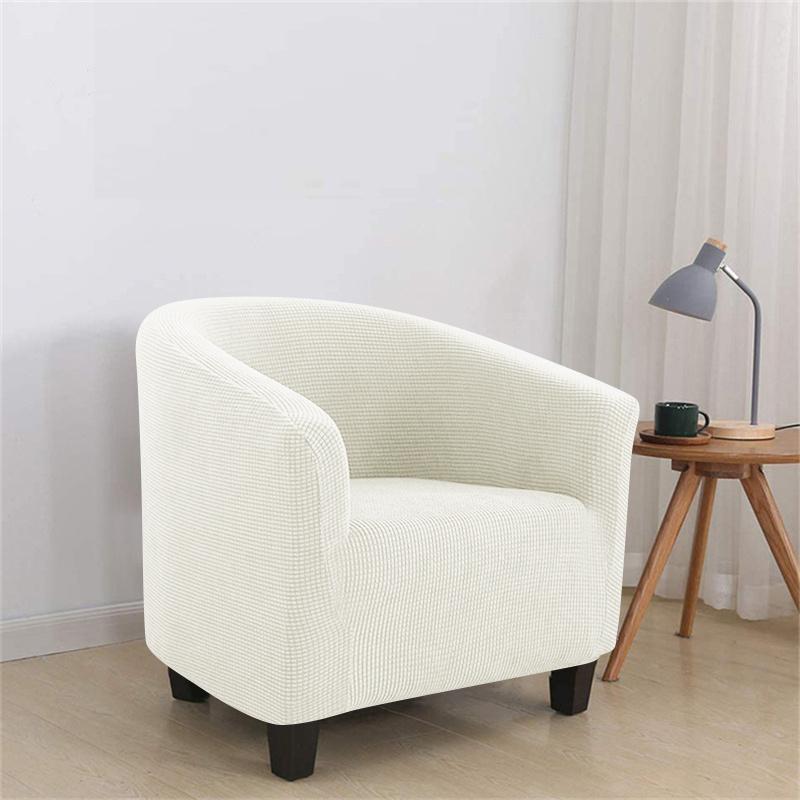 1PC Elastic Club Chair Slipcover Polar Fleece Armchair Cover Solid Color Single Tub Sofa Cover for Living Room Bar Home Hotel