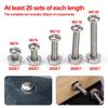 640/320pcs M3 Stainless Steel Hexagon Hex Socket Screw Nut Set Flat Round Caps Head Bolt Assortment Kit Allen Bolts Set Hardware