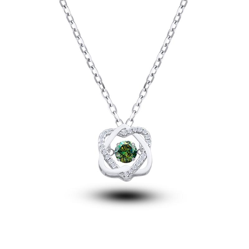 0.5ct Moissanite Necklace for Women Sparkling Simulated Diamond Pendant Beating Heart S925 Silver Fine Jewelry Gift