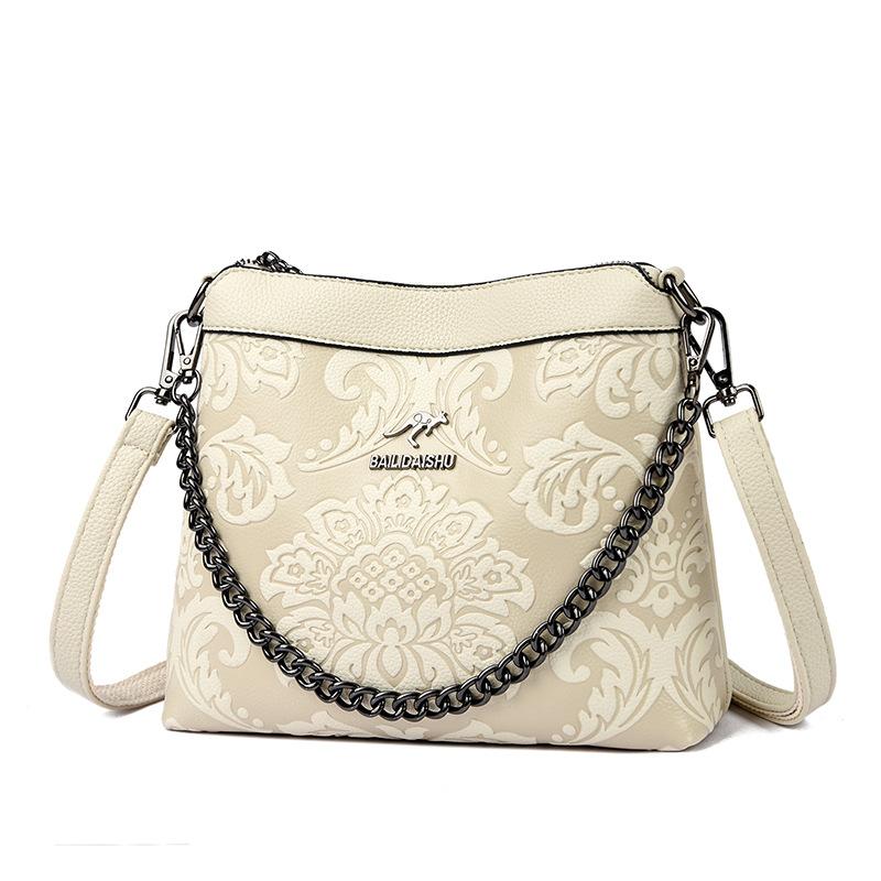 Fashion Embossed Chain Bag - Women's Single Shoulder Bag - Casual Crossbody Bag