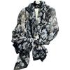 Black and White Floral Scarf - Delicate, Elegant, Semi-Transparent